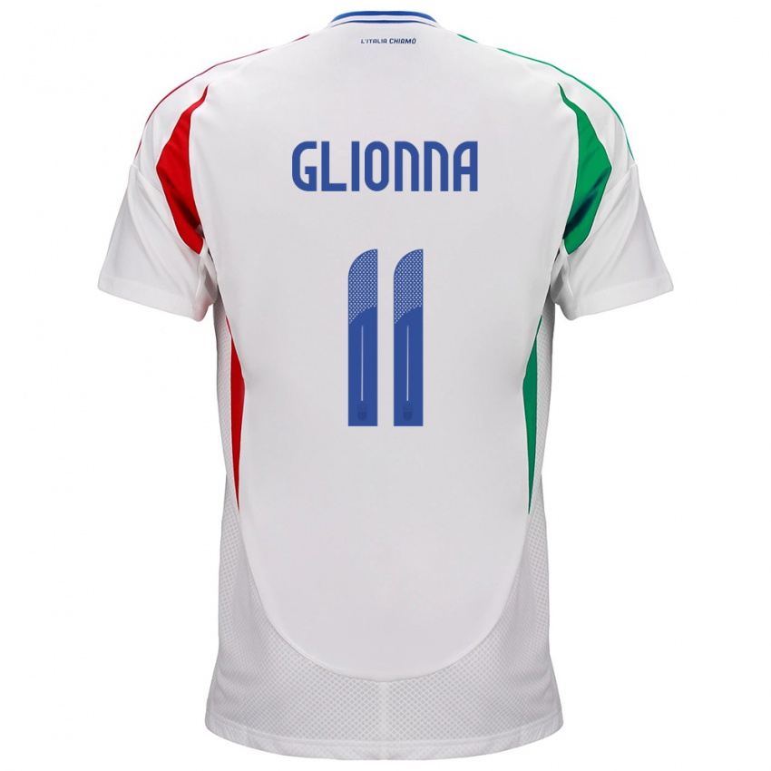 Uomo Maglia Italia Benedetta Glionna #11 Bianco Kit Gara Away 24-26 Maglietta