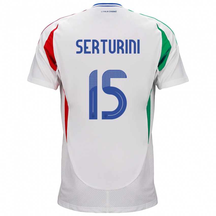 Uomo Maglia Italia Annamaria Serturini #15 Bianco Kit Gara Away 24-26 Maglietta