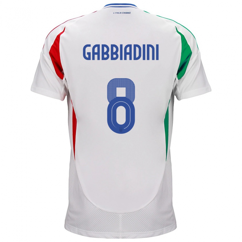 Uomo Maglia Italia Melania Gabbiadini #8 Bianco Kit Gara Away 24-26 Maglietta