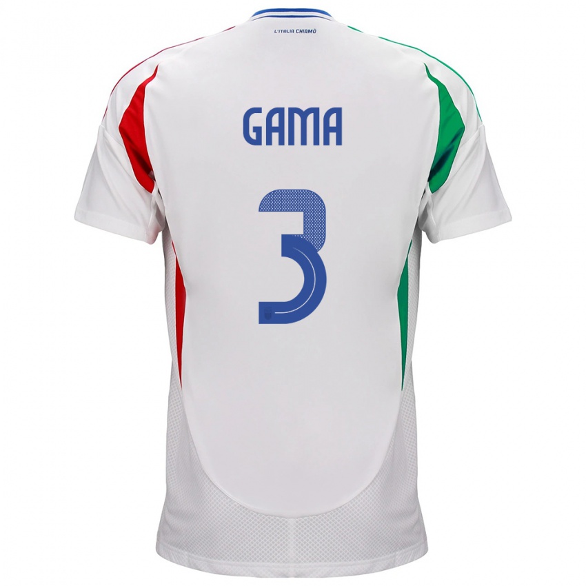 Uomo Maglia Italia Sara Gama #3 Bianco Kit Gara Away 24-26 Maglietta