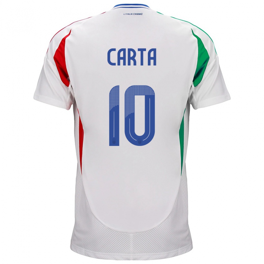 Uomo Maglia Italia Antonella Carta #10 Bianco Kit Gara Away 24-26 Maglietta