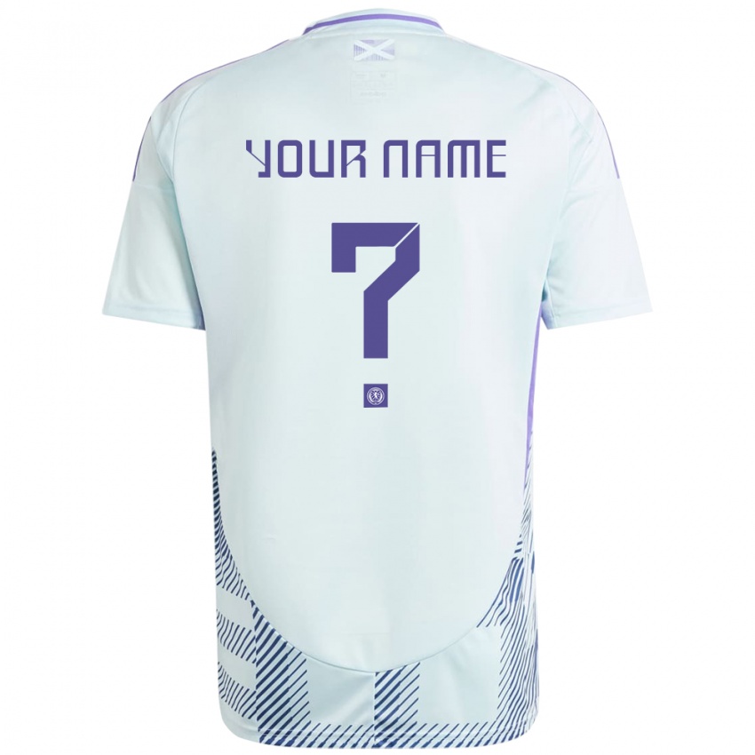 Uomo Maglia Scotland Il Tuo Nome #0 Blu Menta Chiaro Kit Gara Away 24-26 Maglietta