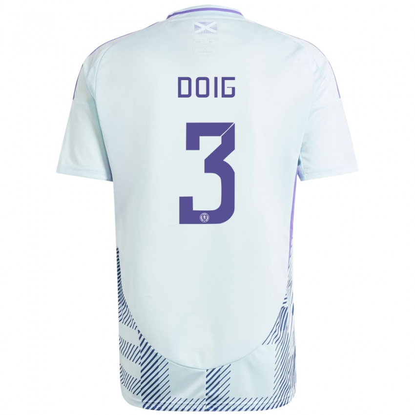 Uomo Maglia Scotland Josh Doig #3 Blu Menta Chiaro Kit Gara Away 24-26 Maglietta