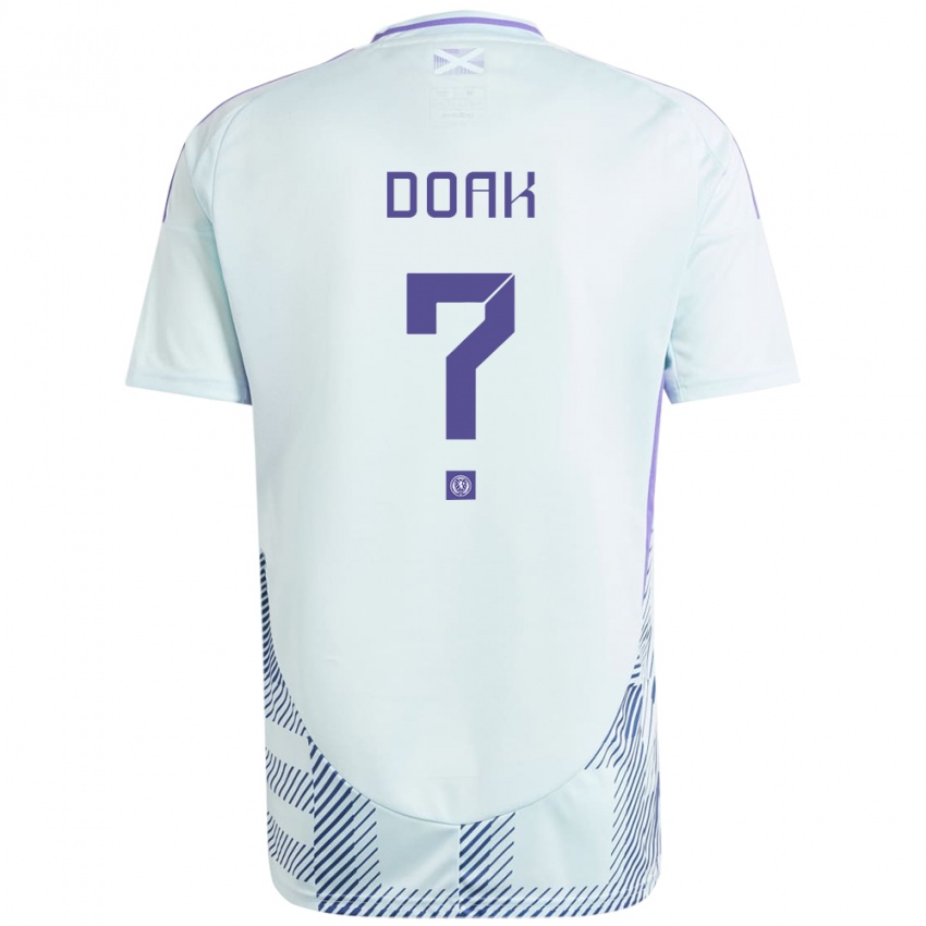 Uomo Maglia Scotland Ben Doak #0 Blu Menta Chiaro Kit Gara Away 24-26 Maglietta