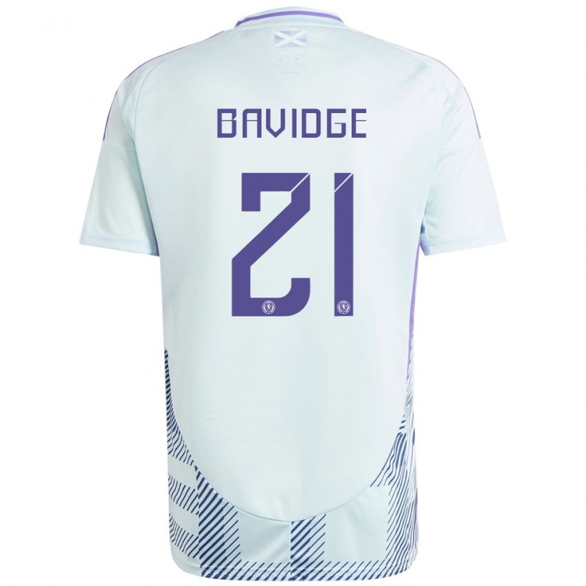 Uomo Maglia Scotland Alfie Bavidge #21 Blu Menta Chiaro Kit Gara Away 24-26 Maglietta