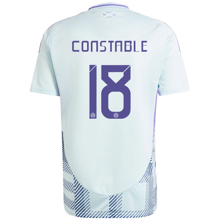 Uomo Maglia Scotland Scott Constable #18 Blu Menta Chiaro Kit Gara Away 24-26 Maglietta