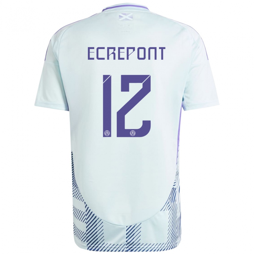 Uomo Maglia Scotland Oliver Ecrepont #12 Blu Menta Chiaro Kit Gara Away 24-26 Maglietta