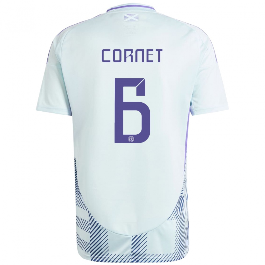 Uomo Maglia Scotland Chelsea Cornet #6 Blu Menta Chiaro Kit Gara Away 24-26 Maglietta