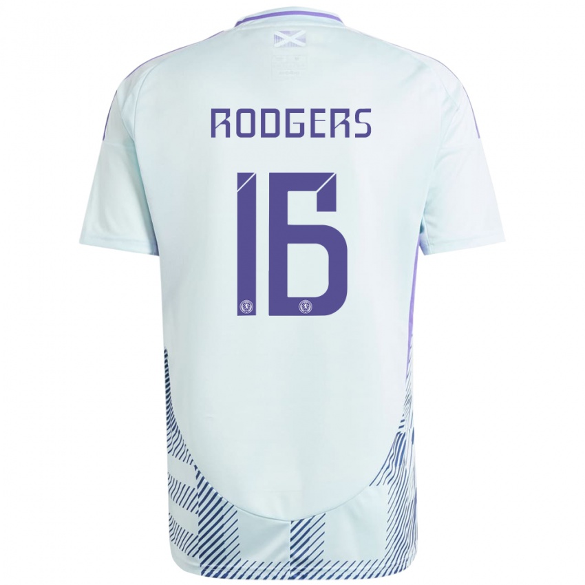 Uomo Maglia Scotland Amy Rodgers #16 Blu Menta Chiaro Kit Gara Away 24-26 Maglietta