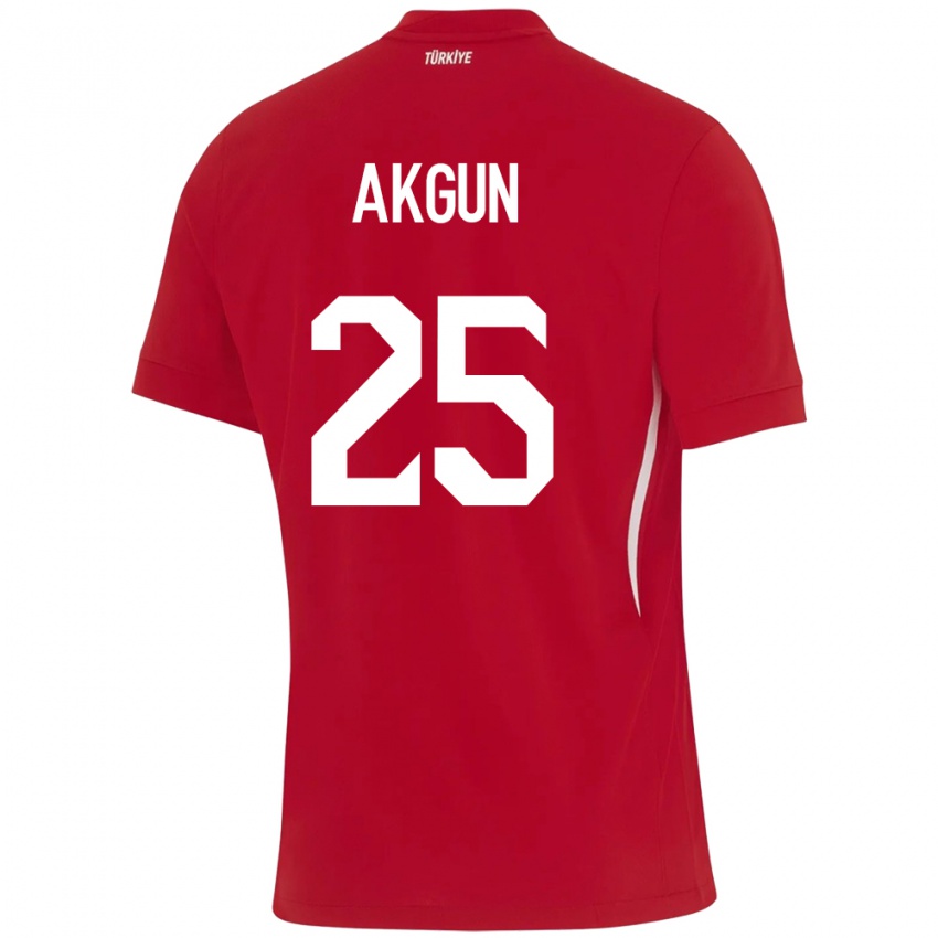 Uomo Maglia Turchia Yunus Akgün #25 Rosso Kit Gara Away 24-26 Maglietta