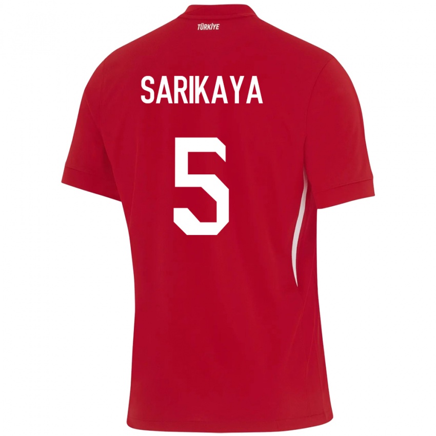 Uomo Maglia Turchia Efe Sarıkaya #5 Rosso Kit Gara Away 24-26 Maglietta