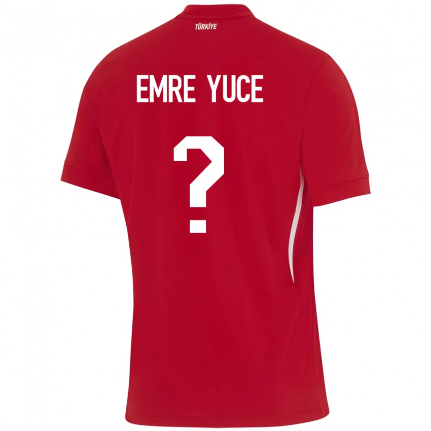 Uomo Maglia Turchia Yunus Emre Yüce #0 Rosso Kit Gara Away 24-26 Maglietta