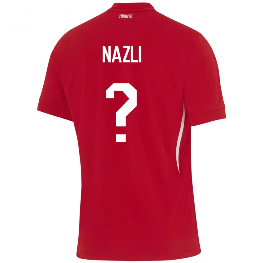 Uomo Maglia Turchia Barış Nazlı #0 Rosso Kit Gara Away 24-26 Maglietta