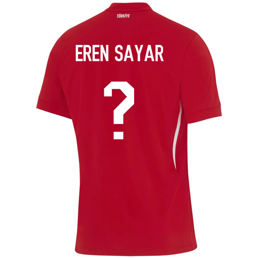 Uomo Maglia Turchia Emin Eren Sayar #0 Rosso Kit Gara Away 24-26 Maglietta