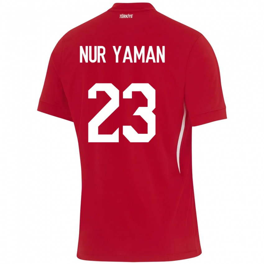 Uomo Maglia Turchia Gamze Nur Yaman #23 Rosso Kit Gara Away 24-26 Maglietta