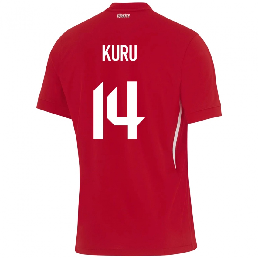 Uomo Maglia Turchia Büşra Kuru #14 Rosso Kit Gara Away 24-26 Maglietta