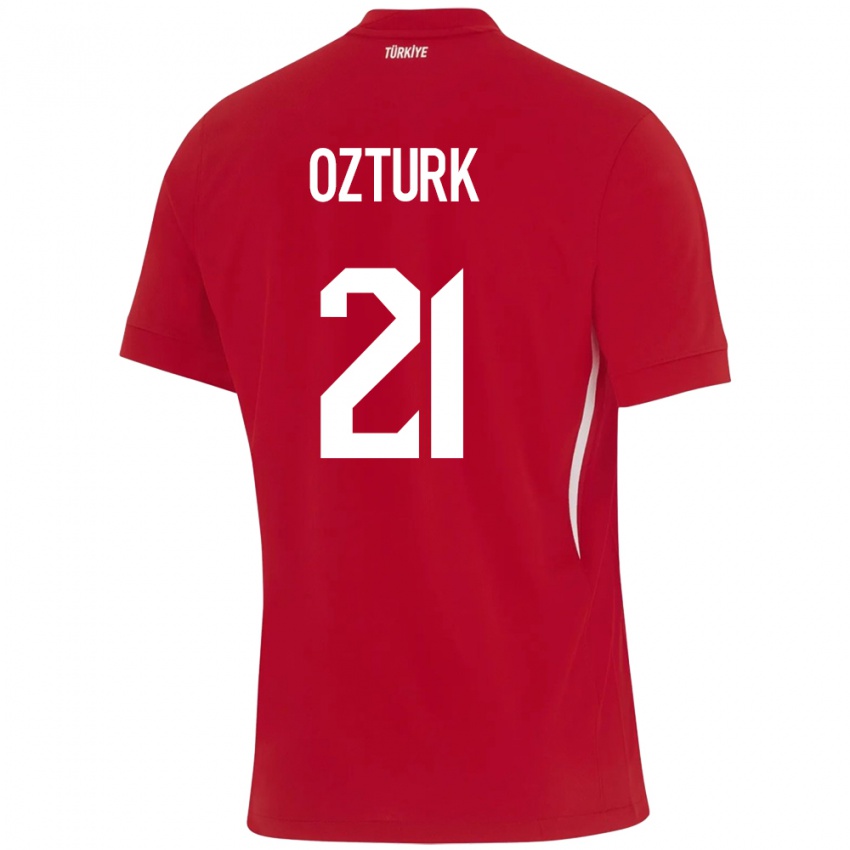 Uomo Maglia Turchia Melike Öztürk #21 Rosso Kit Gara Away 24-26 Maglietta