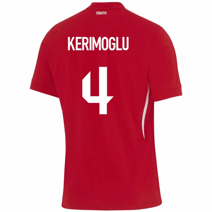 Uomo Maglia Turchia Zeynap Kerimoğlu #4 Rosso Kit Gara Away 24-26 Maglietta