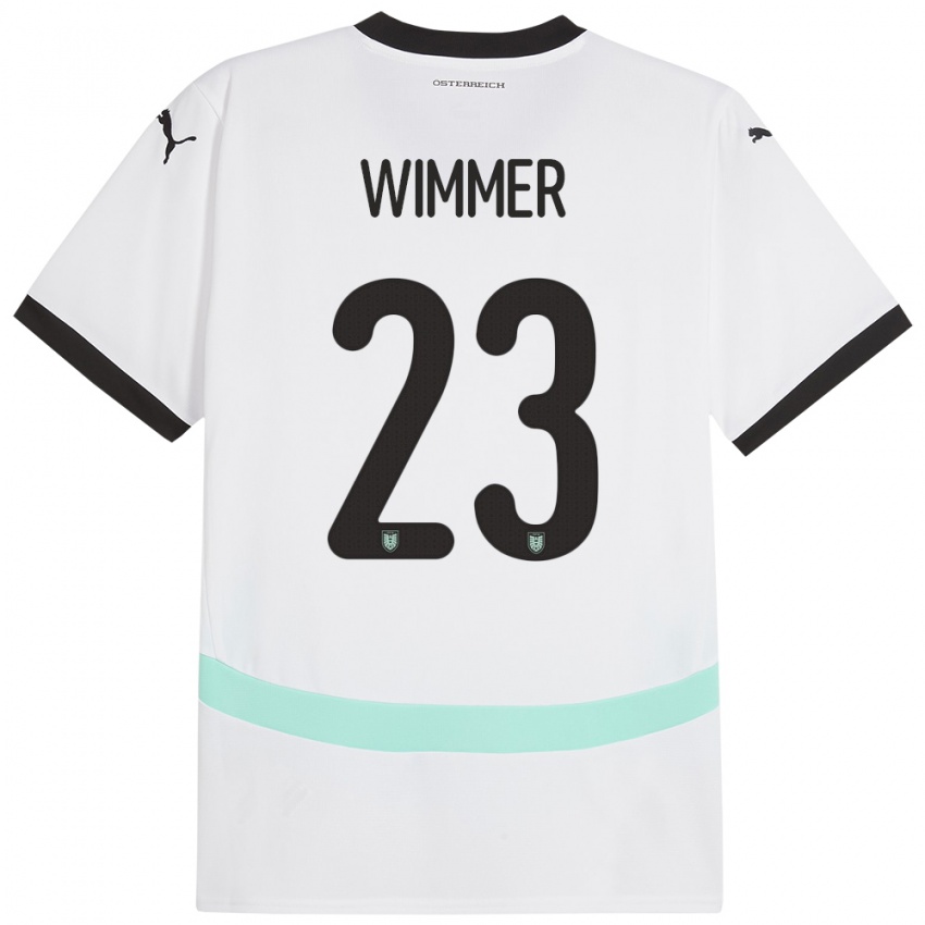 Uomo Maglia Austria Patrick Wimmer #23 Bianco Kit Gara Away 24-26 Maglietta