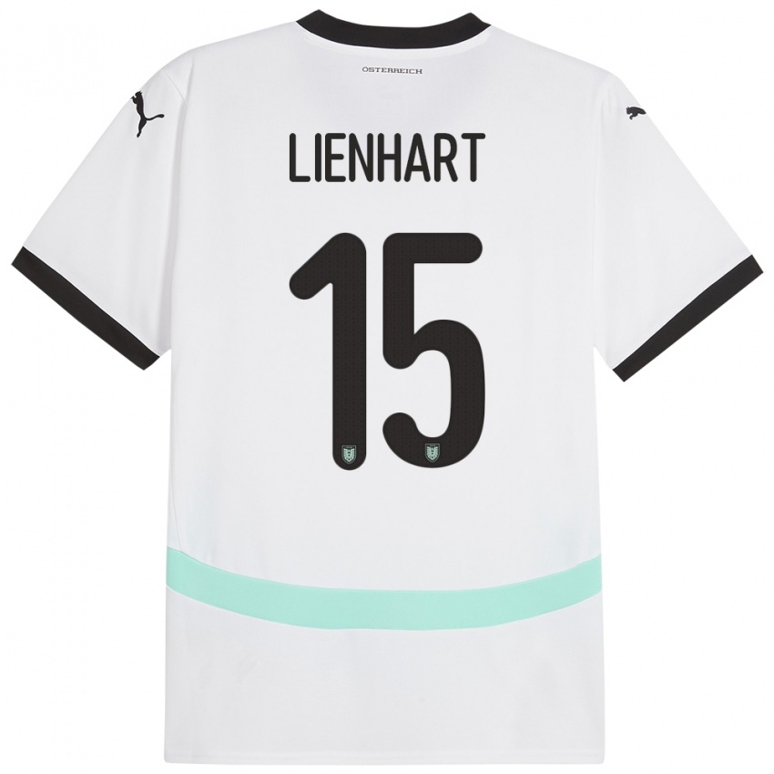 Uomo Maglia Austria Philipp Lienhart #15 Bianco Kit Gara Away 24-26 Maglietta