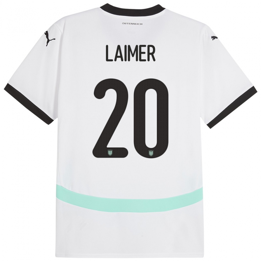 Uomo Maglia Austria Konrad Laimer #20 Bianco Kit Gara Away 24-26 Maglietta