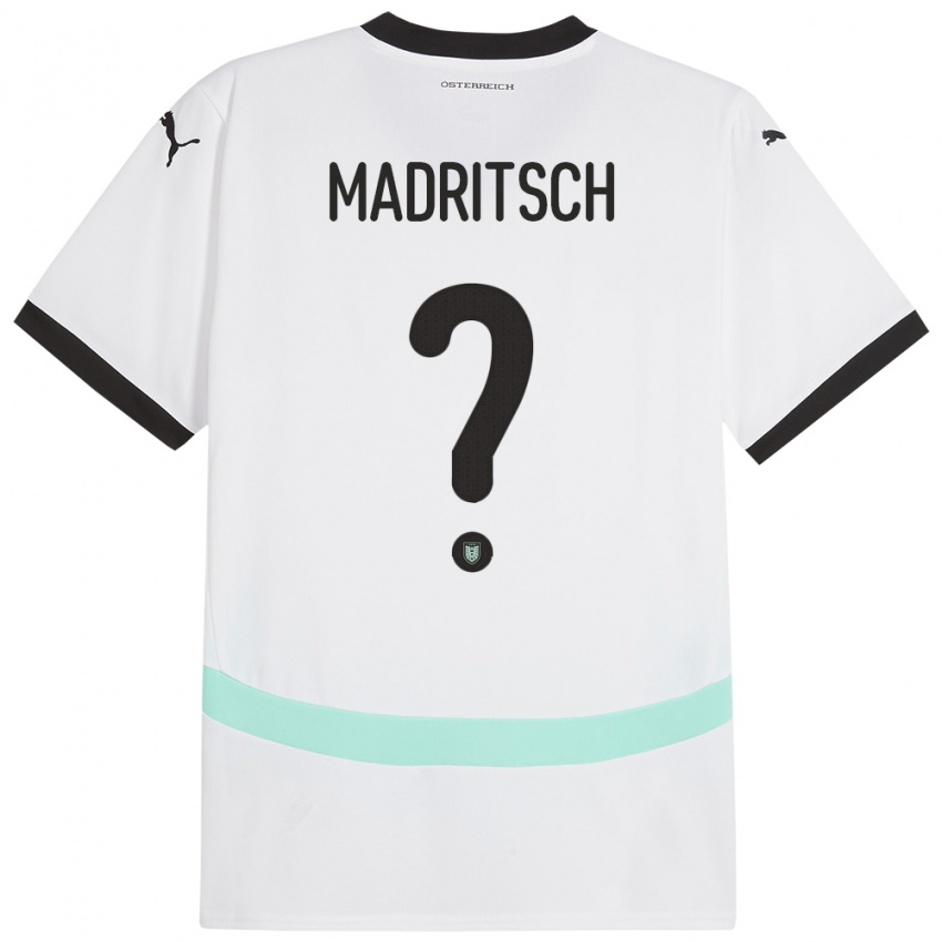 Uomo Maglia Austria Diego Madritsch #0 Bianco Kit Gara Away 24-26 Maglietta