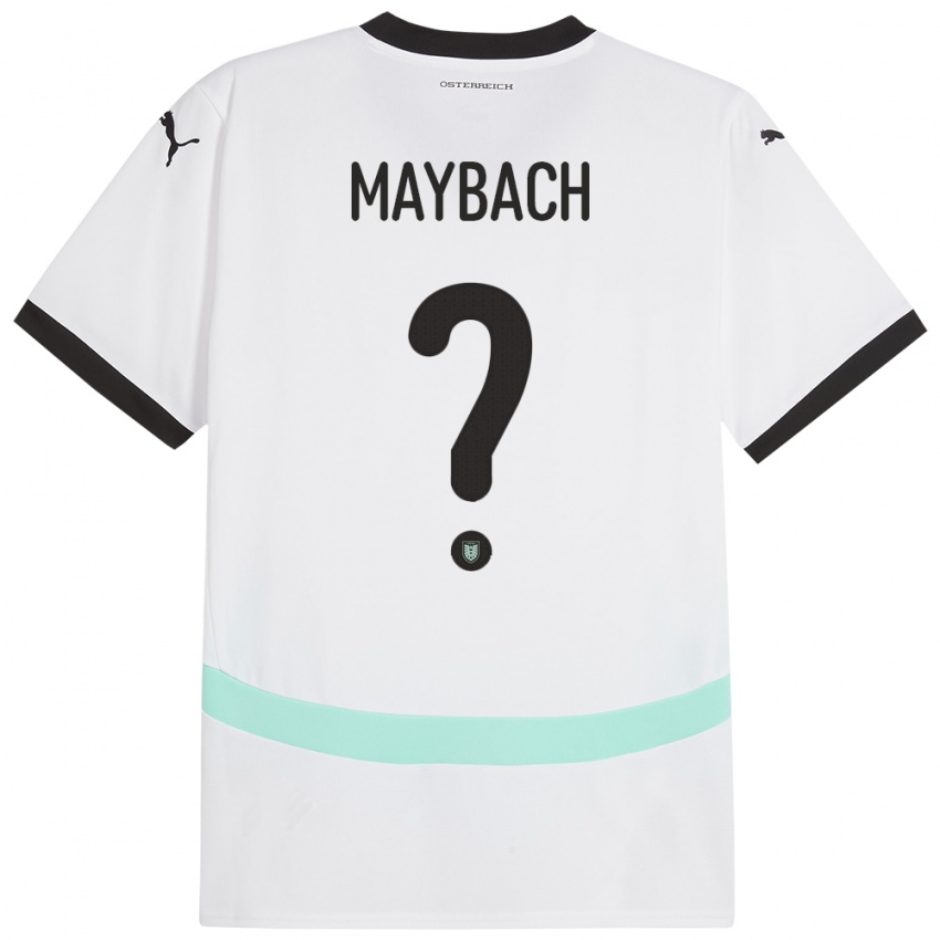 Uomo Maglia Austria Philipp Maybach #0 Bianco Kit Gara Away 24-26 Maglietta