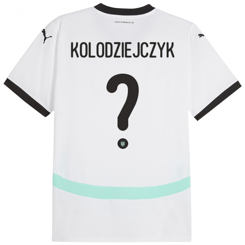 Uomo Maglia Austria Marek Kolodziejczyk #0 Bianco Kit Gara Away 24-26 Maglietta