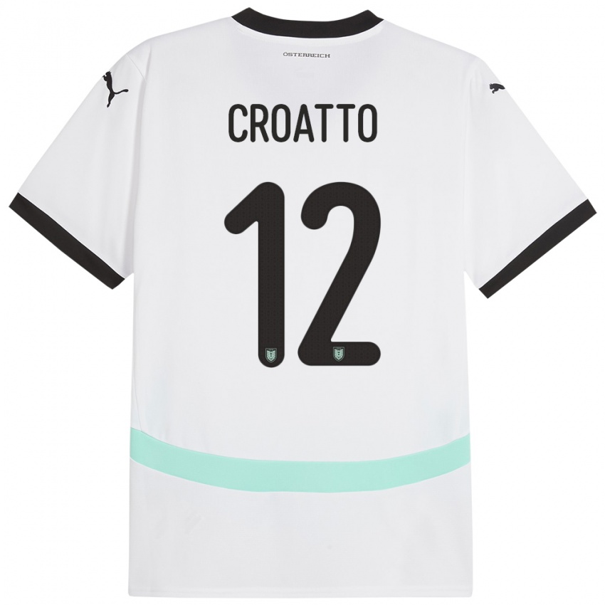 Uomo Maglia Austria Michela Croatto #12 Bianco Kit Gara Away 24-26 Maglietta