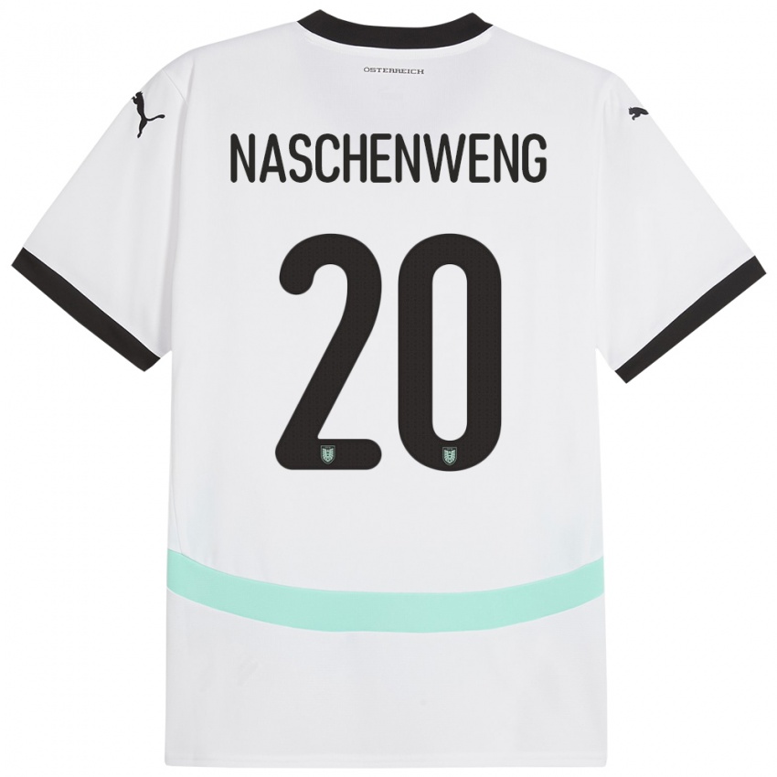Uomo Maglia Austria Katharina Naschenweng #20 Bianco Kit Gara Away 24-26 Maglietta