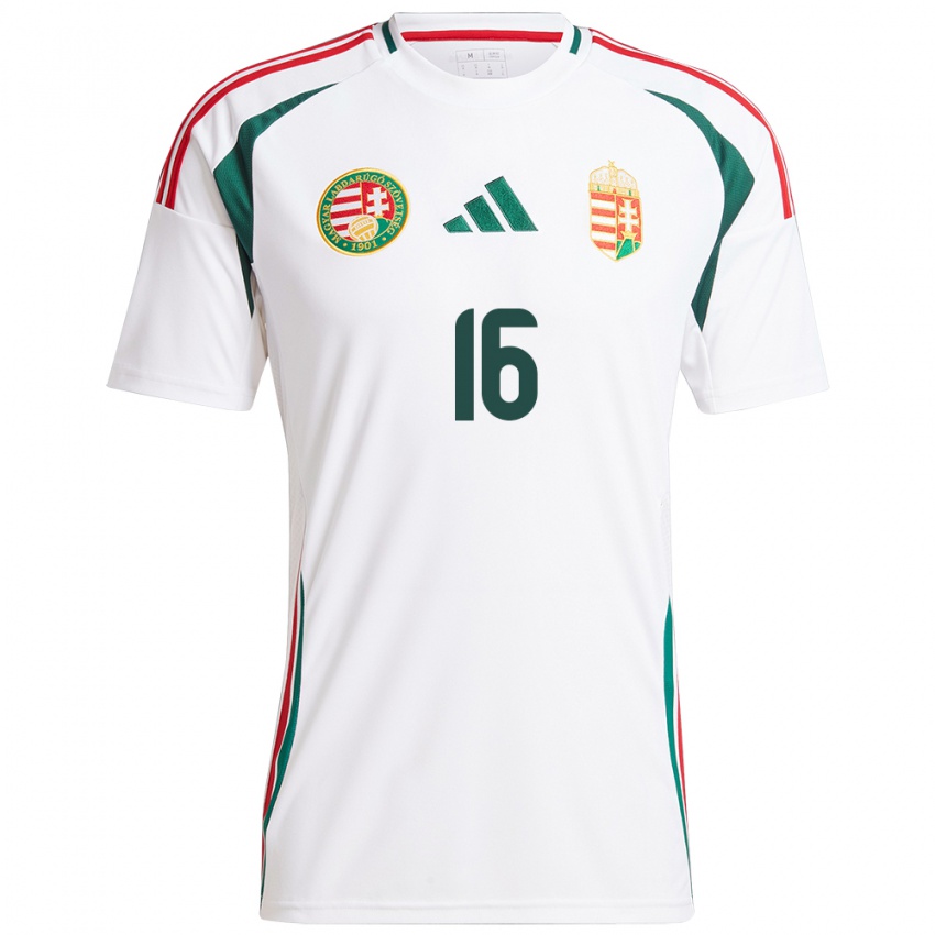 Uomo Maglia Ungheria Diána Csányi #16 Bianco Kit Gara Away 24-26 Maglietta