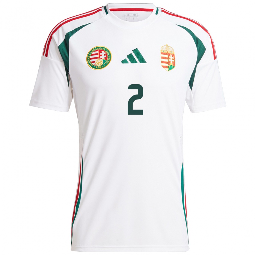 Uomo Maglia Ungheria Ádám Lang #2 Bianco Kit Gara Away 24-26 Maglietta