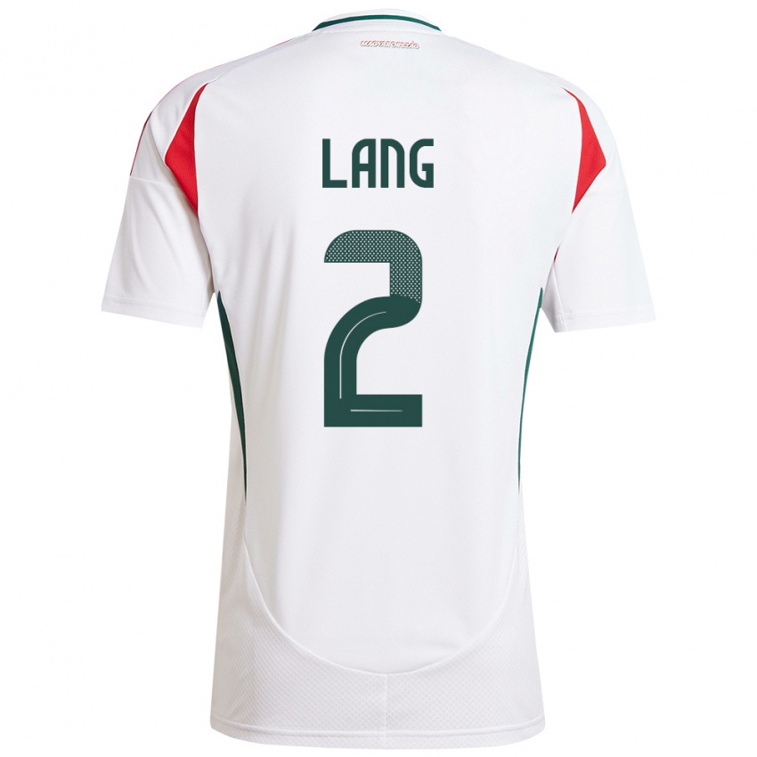 Uomo Maglia Ungheria Ádám Lang #2 Bianco Kit Gara Away 24-26 Maglietta