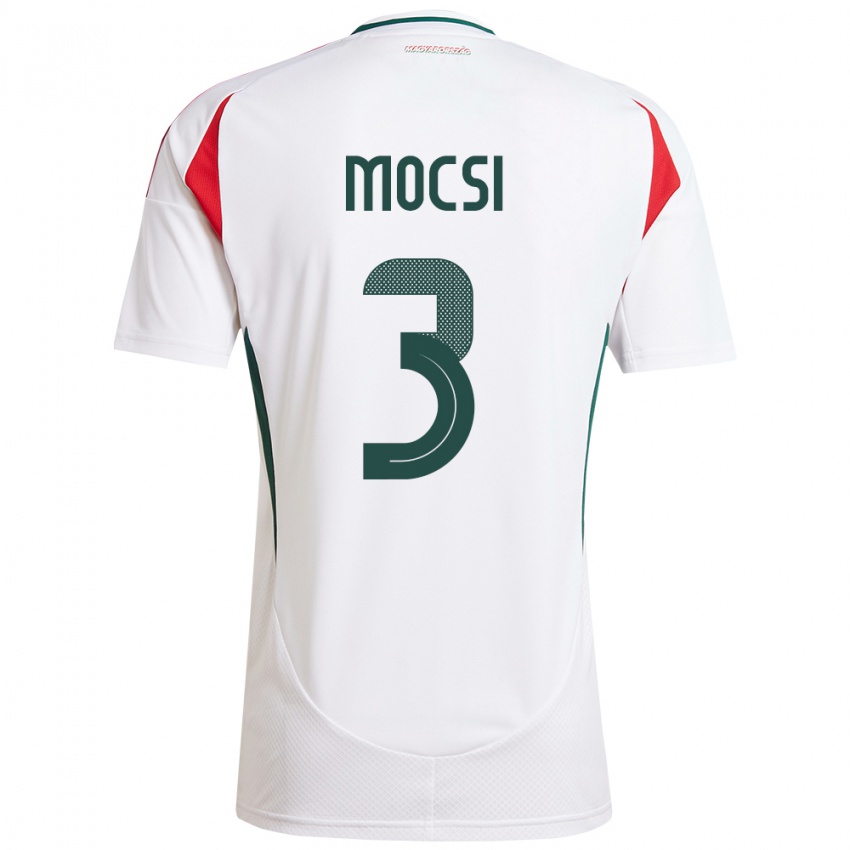 Uomo Maglia Ungheria Attila Mocsi #3 Bianco Kit Gara Away 24-26 Maglietta