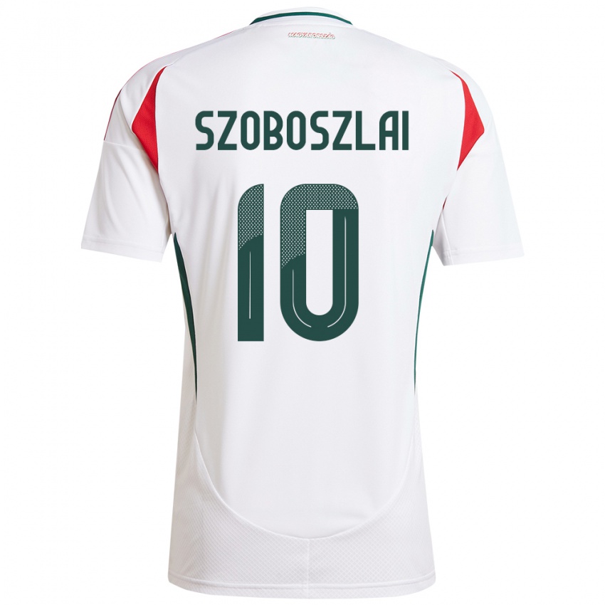 Uomo Maglia Ungheria Dominik Szoboszlai #10 Bianco Kit Gara Away 24-26 Maglietta