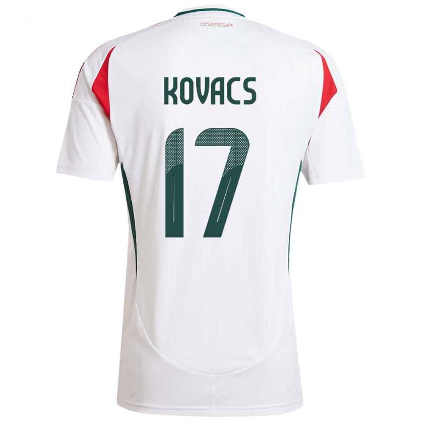 Uomo Maglia Ungheria Mátyás Kovács #17 Bianco Kit Gara Away 24-26 Maglietta