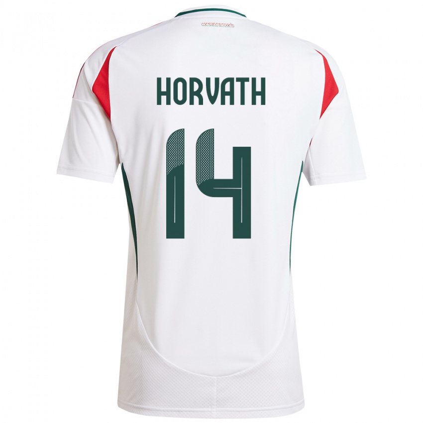 Uomo Maglia Ungheria Artúr Horváth #14 Bianco Kit Gara Away 24-26 Maglietta