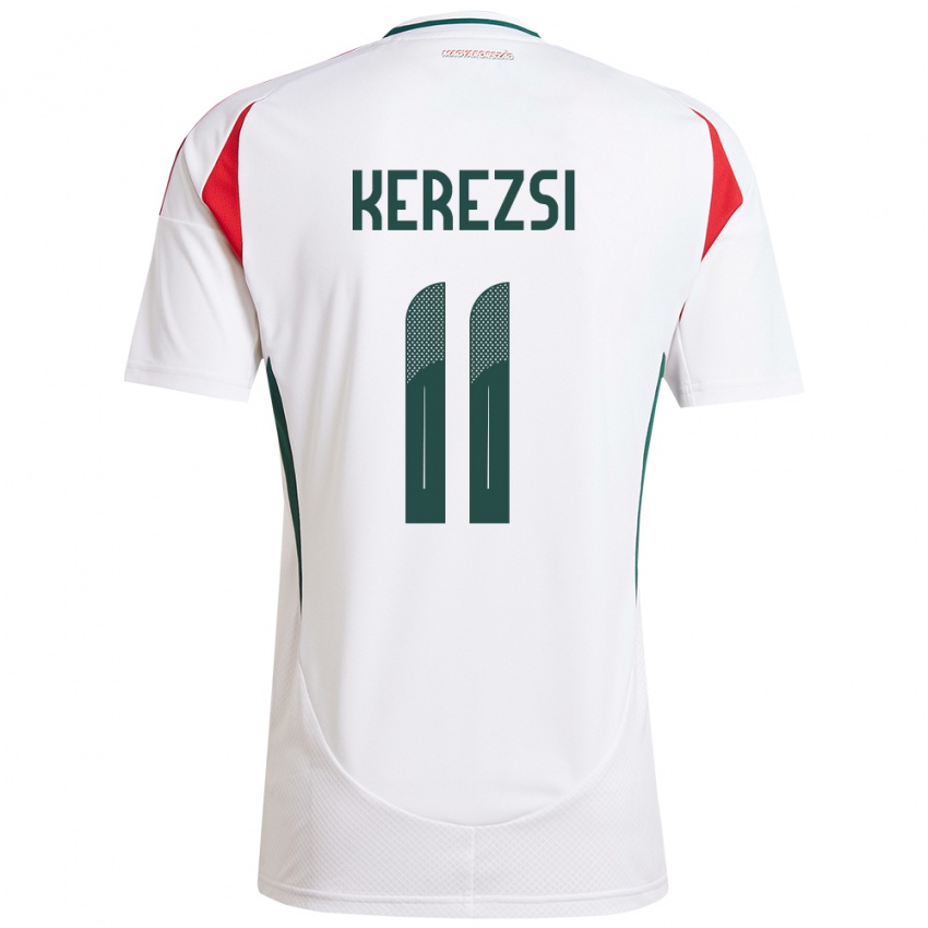 Uomo Maglia Ungheria Zalán Kerezsi #11 Bianco Kit Gara Away 24-26 Maglietta