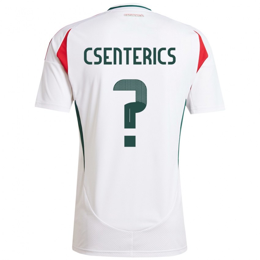 Uomo Maglia Ungheria Adrián Csenterics #0 Bianco Kit Gara Away 24-26 Maglietta