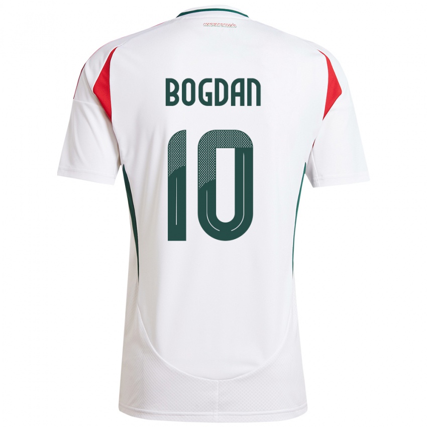 Uomo Maglia Ungheria Hunor Bogdán #10 Bianco Kit Gara Away 24-26 Maglietta