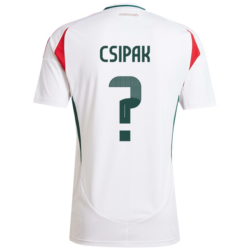 Uomo Maglia Ungheria Csongor Csipak #0 Bianco Kit Gara Away 24-26 Maglietta