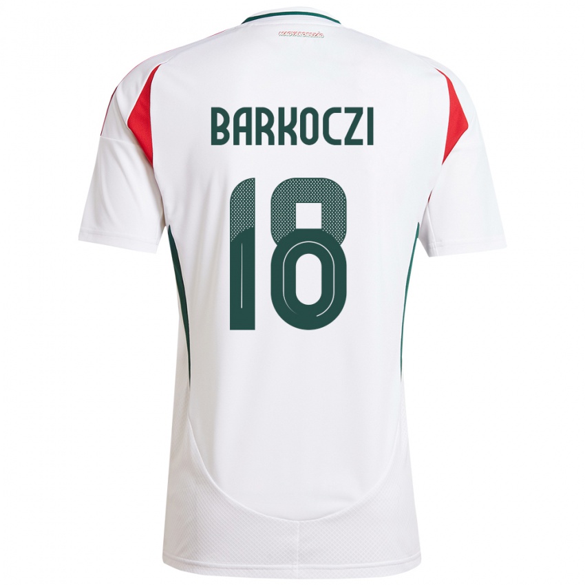 Uomo Maglia Ungheria Barnabás Barkóczi #18 Bianco Kit Gara Away 24-26 Maglietta