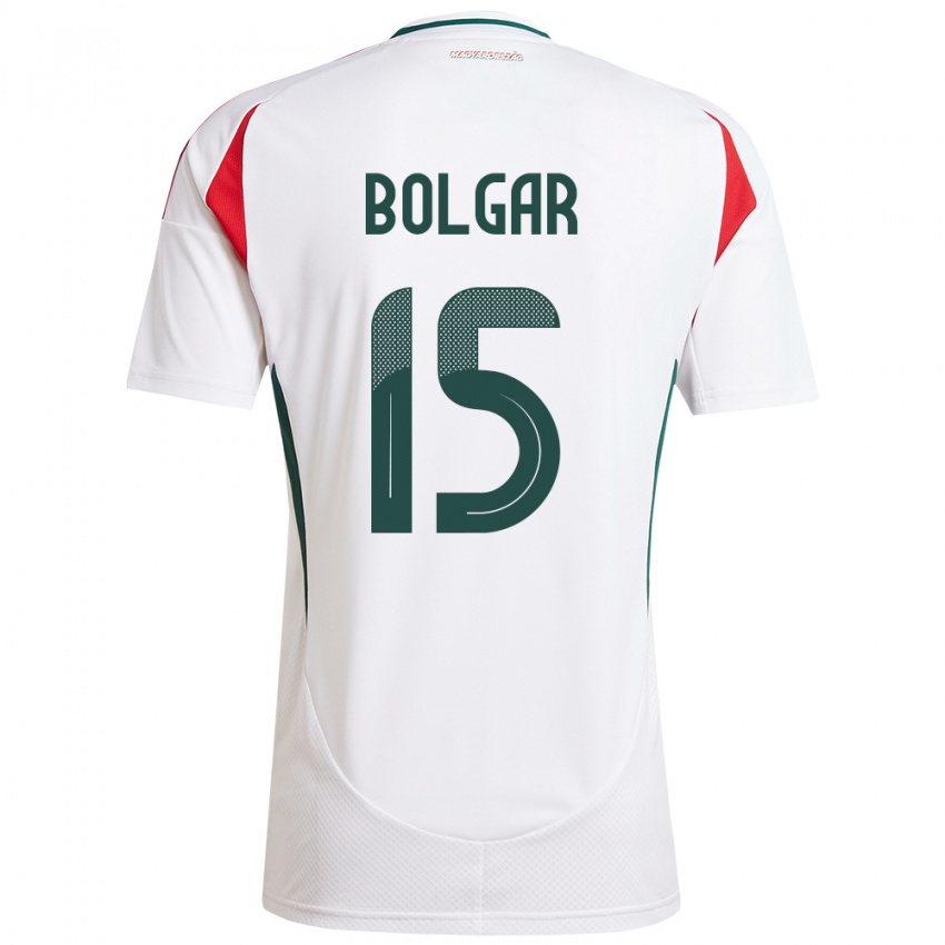 Uomo Maglia Ungheria Botond Bolgár #15 Bianco Kit Gara Away 24-26 Maglietta