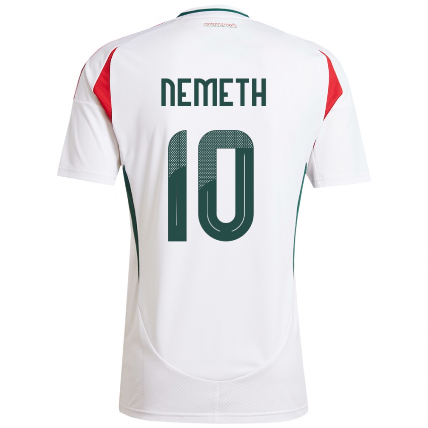 Uomo Maglia Ungheria Hunor Németh #10 Bianco Kit Gara Away 24-26 Maglietta