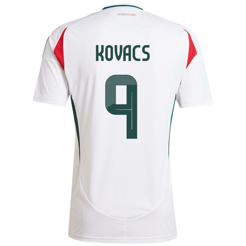 Uomo Maglia Ungheria Patrik Kovács #9 Bianco Kit Gara Away 24-26 Maglietta