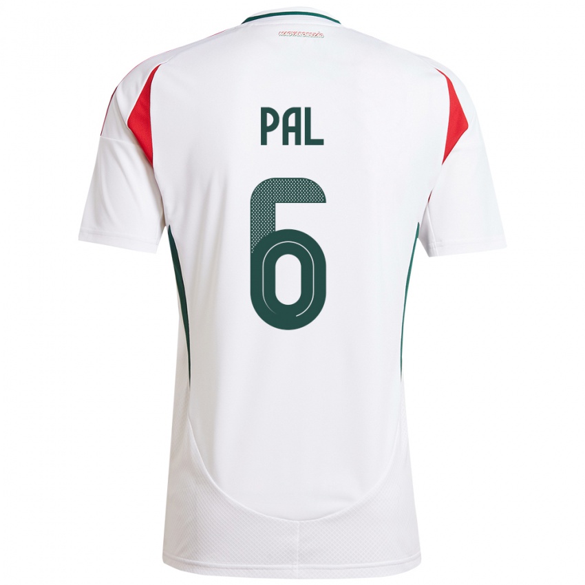 Uomo Maglia Ungheria Barna Pál #6 Bianco Kit Gara Away 24-26 Maglietta