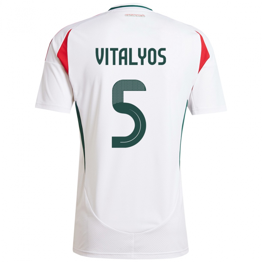 Uomo Maglia Ungheria Viktor Vitályos #5 Bianco Kit Gara Away 24-26 Maglietta