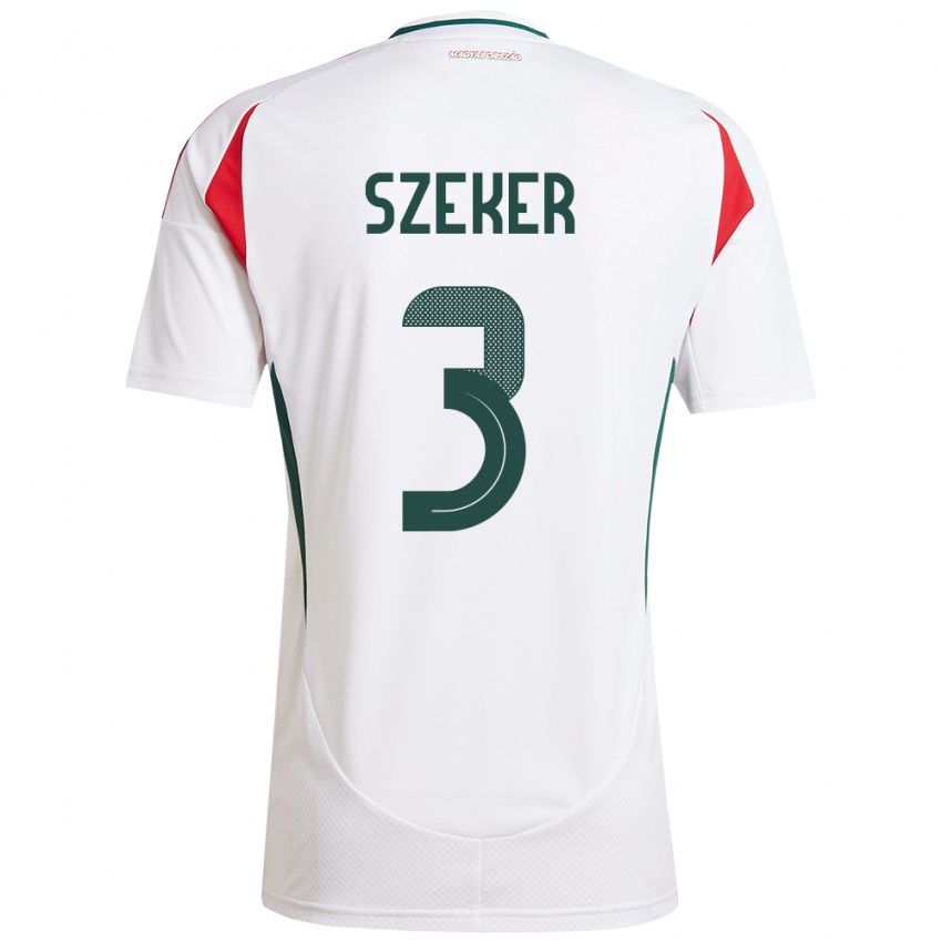 Uomo Maglia Ungheria Botond Szekér #3 Bianco Kit Gara Away 24-26 Maglietta