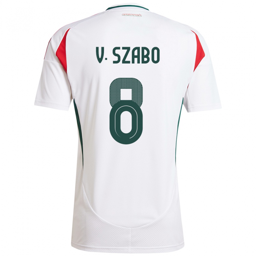 Uomo Maglia Ungheria Viktória Szabó #8 Bianco Kit Gara Away 24-26 Maglietta