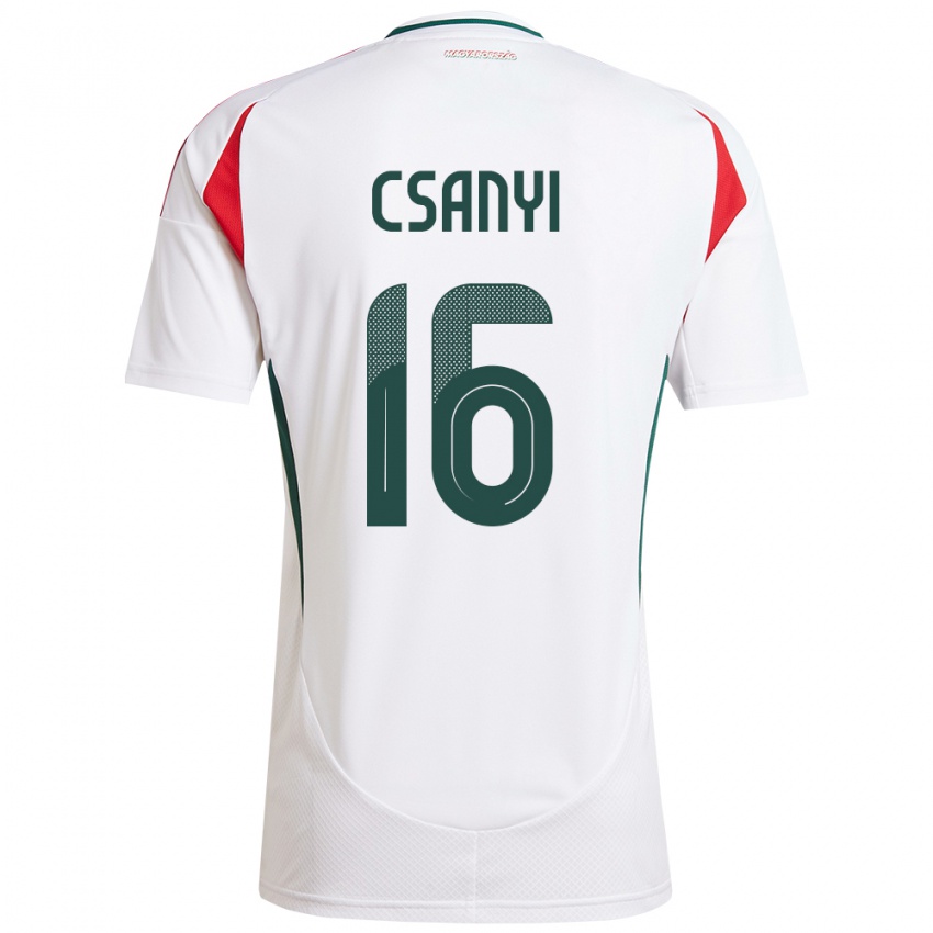 Uomo Maglia Ungheria Diána Csányi #16 Bianco Kit Gara Away 24-26 Maglietta